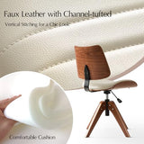 HULALA HOME Faux Leather Home Office Chair with Solid Wood Legs