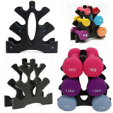 SquEqu Neoprene Dumbbell Rack Hand Weights Bracket Display Storage Stand Organizer Lightweight Plastic Assemble 6 Position Holder for Hand Weight Dumbbells 1LB-15LBS Gym Fitness SquEqu