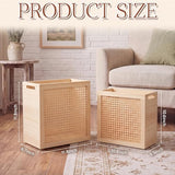 SiliFine 2 Pack Wicker Waste Basket Farmhouse Rattan Garbage Can Wood Trash Bin
