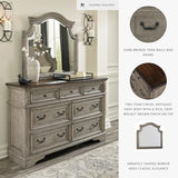 Signature Design by Ashley Lodenbay Casual Smooth-Gliding 7-Drawer Dresser and Mirror with Safety Stop, Light Gray & Dark Brown