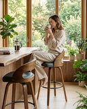 AQG Swivel Bar stools Set of 4 Bar Chairs 26" Counter Height Mid-Century Modern Bentwood Barstool