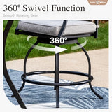 Sophia & William Swivel Patio Bar Chairs, Set of 6, Counter Height, Rattan Back & Grey Seat Cushion, High Back Design for Garden, Lawn, and Backyard
