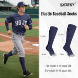 LEACOOLKEY Baseball Belt and Socks Combo Set Softball Soccer Socks and Elastic Belt for Youth Boys Girls Navy Blue