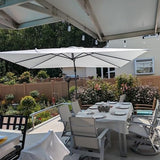 PURPLE LEAF 9' X 12' Left-right Tilt Patio Umbrella Outdoor Cantilever Swivel Rectangle Umbrella Aluminum Offset Umbrella, White