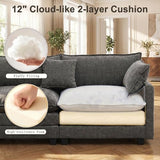 111.4" V-Shaped 5-Seat Sectional Cloud Couch, Chenille Soft Set, Grey