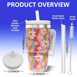 MigongBoyi 20-OZ Insulated Water Bottle,Insulated Stainless Steel Tumbler,Reusable Cold Drink Thermos,BPA-Free, Double-Wall Stainless Steel Water Bottle (Pink-Rainbow Flower, 20, Fluid Ounces)