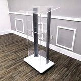 FixtureDisplays® Clear Acrylic Plexiglass Podium Steel Sides Church Pulpit School Lectern