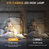 LED Desk Lamp with Clamp, Eye-Caring Clip on Lights for Home Office, 3 Modes 10 Brightness, Long Flexible Goose-Neck, Black