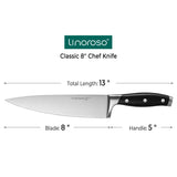 linoroso Chef Knife - Professional Pro Kitchen Knife 8 inch Chef's Knives, German High Carbon Stainless Steel Ultra Sharp Cooking Knife- Classic Series