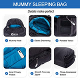 QEZER Down Mummy Sleeping Bag for Adults, 18°F to -11°F Cold Weather Winter Lightweight Compact for Camping Backpacking Hiking, Snow Camping Sleeping Bag with 600 Fill Power Down