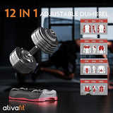 ATIVAFIT Adjustable Dumbbell Set of 2, 11–66LB Quick Adjust Free Weights with Safety Lock & Anti-Slip Steel Handle, Space Saving Home Gym Equipment for Strength Training, Muscle Building & Full Body Workouts