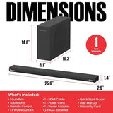 Audiosource 2.1 Soundbar, Wireless Subwoofer w/Dolby Atmos, Bluetooth Streaming for Smart TV and Multi-Devices, Compact Design, 240W Max Output, Remote Control Included, AS201