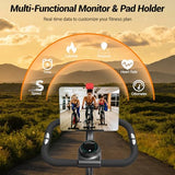 CURSOR FITNESS Exercise Bike, Brake Pad Stationary Bike for Home with Exclusive App, Stationary Bikes for Home with 300 lb Weight