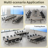 Usosidam Folding Conference Room Table, Modular Mobile Large Flip-Top Training Table