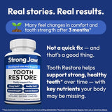 Strong Jaw Tooth Restore for Adults with Remineralizing Gum Support 180 Capsules Made in USA - Teeth Vitamins for Strong Teeth Bone Health Supplement Calcium Vitamin D3 Hydroxyapatite Enamel Repair