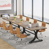 Conference Table, Modern Meeting Table for 8-10 People, Rectangle Seminar Boardroom Table for Office