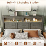 Ihanherry 54" Tall King Bed Frame with Farmhouse Roman Column Headboard