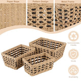 OIAHOMY Wicker Storage Baskets, Paper Rope Shelf Bins, Decortive Baskets for Organizing, Set of 3-Yellow & Black