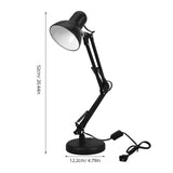 Black Metal Folding Desk Lamp, Adjustable Arm Task Light for Students