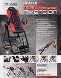 Health Gear ITM5500 Advanced Technology Inversion Table With Vibro Massage & Heat - Heavy Duty up to 300 lbs., Black/Red Health Gear