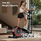 UMAY Elliptical Exercise Machine with 15.5" Stride & Heart Rate Grips, Silent Magnetic Elliptical Trainer for Home with 16 Levels Resistance and LCD Monitor, 350LBS Weight Capacity