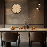AXAORIRA 12 Inch Round Wall Clock Battery Operated, Wooden Decorative Analog Clocks Non-Ticking Quartz for Apartment, Living Room, Bedroom, Hallway, Classroom - Gifts for Family and Friends