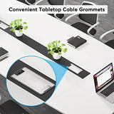 8FT Conference Table, 94.48L x 47.24W x 29.52H Inches Large Boat Shaped Meeting Seminar Table with Cable Grommets