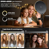 Noveralux 10W 12" Ring Light with Desk Stand & Phone Holder, Dimmable 360° Rotatable LED Full Screen Computer Lamp for Zoom Meetings