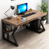 IKVODEOS Computer Desk Modern Metal Solid Wood Computer Desk, Home Office Writing and Reading Workstation