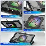 Gaming Laptop Cooling Pad with Movable Fan and Automatic Speed Adjustable by Temperature,Music Sync RGB Light