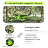Camping Hammock with Mosquito Net, Lightweight Double Hammock for 2 Person, 210T Parachute Nylon Portable Sleeping Hammock with Tree Straps & Aluminum Carabiners, for Hiking Backpacking Outdoor Travel