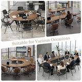 Conference Table, Round | Rectangular Training Table, Mobile Modular Meeting Room Table with Locking Wheels
