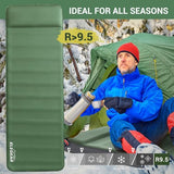 Elegear CumbreX™ Air & Foam Self Inflating Sleeping Pad, Built-in Electric Pump 4" Ultra-Thick Memory Foam Camping Mattress with Pillow Camping Pad 4-Season R-value 9.5 Camp Mat for Traveling - Single