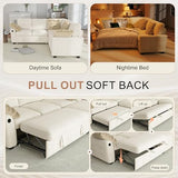 Hanherry Sectional Couch with Pull Out Sofa Bed,Chenille Sleeper Sofa with 2 Seat Storage & USB Charging