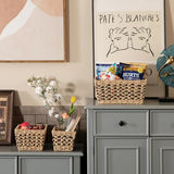 OIAHOMY Wicker Storage Baskets, Paper Rope Shelf Bins, Decortive Baskets for Organizing, Set of 3-Yellow & Black