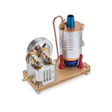 MechPuConToy Steam Engine Model, K007 Full Metal Vertical Dual-Cylinder Oneway Piston Steam Engine Model Kit with Boiler, Physical Science Engine Model Kit for Adults and Teens