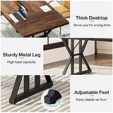 70.8-Inch Executive Desk, Large Computer Office Desk Workstation, Modern Simple Style Laptop Desk (Brown/Black, 70.8 Inch)