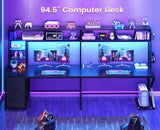 SEDETA L Shaped Gaming Desk with Storage Shelves and Hutch, Convertible 94.5" Computer Desk with Drawers