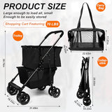 Folding Shopping Cart with Swivel Wheels, 70lbs Capacity Collapsible Grocery Cart with Removable Tote Bag