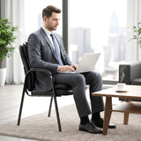 Guest Chairs for Office with Thick Cushions, PU Leather Reception Chairs with Welded Steel Frame