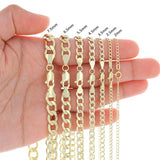 Nuragold 10K Real Yellow Gold Cuban Curb Link Chain Necklace