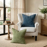 a moment Pack of 2 Decorative Chenille Throw Pillow Covers with Twill Cushion Covers for Sofa Living Room Couch Bed 20x12 Inch,Crafted Border Moss Green