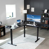 Corner Standing Desk, 63 x 55 inch Reversible L-Shaped Workstation, Electric Height Adjustment, Home, Office