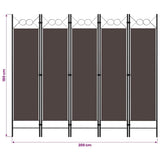 Zexlorith 5-Panel Room Divider, Foldable Fabric Partition, Brown