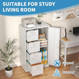 4 Drawer File Cabinet with Shelves and Hanging Rod, Metal Filing Cabinet with Lock for Home Office