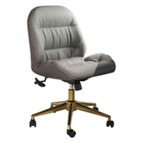 Modern Armless Office Chair with Wheels, Adjustable Height 33-36 inches, 360° Swivel, Faux Leather Upholstered, Stylish Light Grey Desk Chair for Home & Office Use