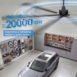 Ohniyou 108'' Industrial Ceiling Fan No Light for Warehouse, Black