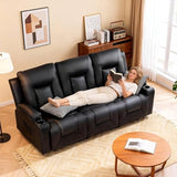 COMHOMA Living Room Furniture Set,Faux Leather Manual Reclining Sofa