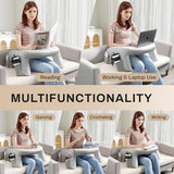 Lap Desk for Laptop, Memory Foam Arm Rest Support Gaming Pillow with Cup/Phone Pocket, Laptop Lap Desk for Working