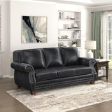 Lexicon 86" W Sofa, Top Grain Leather Match Comfy Sofa with Nailhead Trim, Rolled Arms